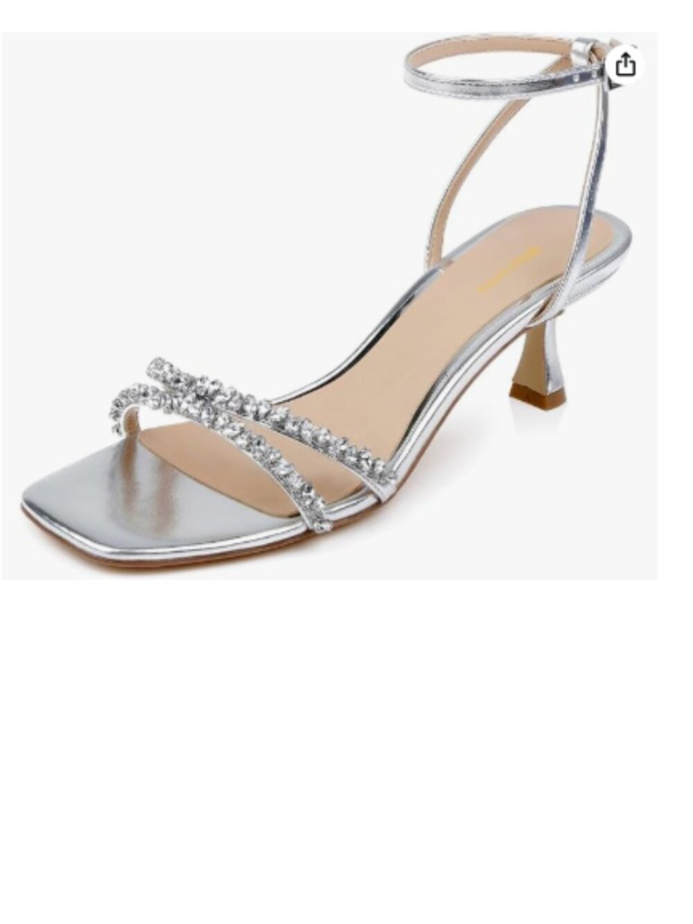 Wansseny Silver Gorgeous Rhinestone Strappy Open Square Toe Ankle Strap Sandals